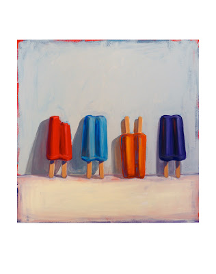 original Junk food painting of four popsicles