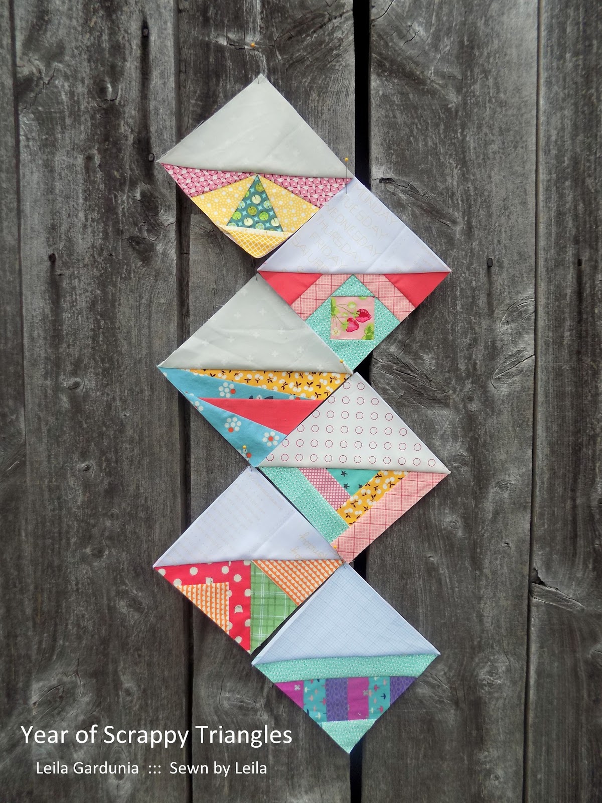 Sewn by Leila Gardunia Year of Scrappy Triangles