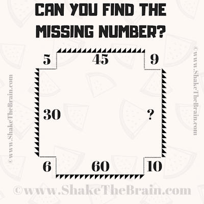 In this Missing Number Brain Teaser, your challenge is to find the missing number