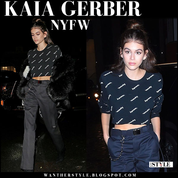 Kaia Gerber wears a bucket hat and crop top while out with Kendall