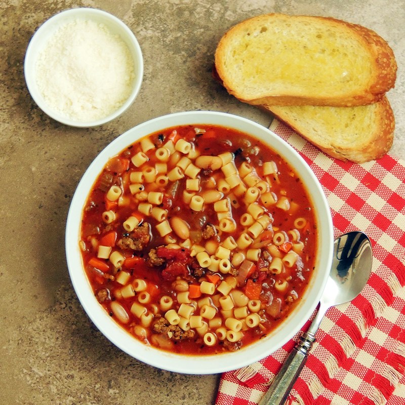 Olive Garden Pasta e Fagioli Copycat Recipe - Make your favorite Olive Garden soup at home for a fraction of the cost, and no waiting for a table!  #pasta #copycat #olivegarden #pastafagioli #recipe | bobbiskozykitchen.com
