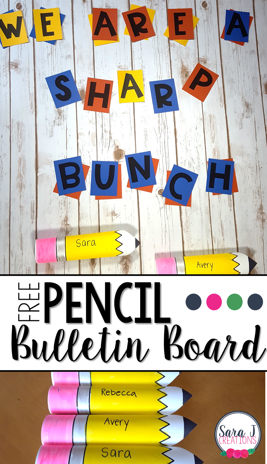 Free back to school bulletin board idea that includes free pencil printables and letter so you can DIY