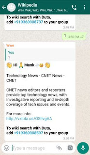 How to use Wikipedia and WhatsApp as a search engine group