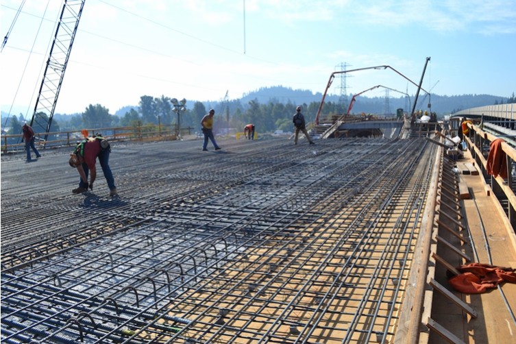 Project Establishment Crews form and pour first concrete deck for northbound bridge