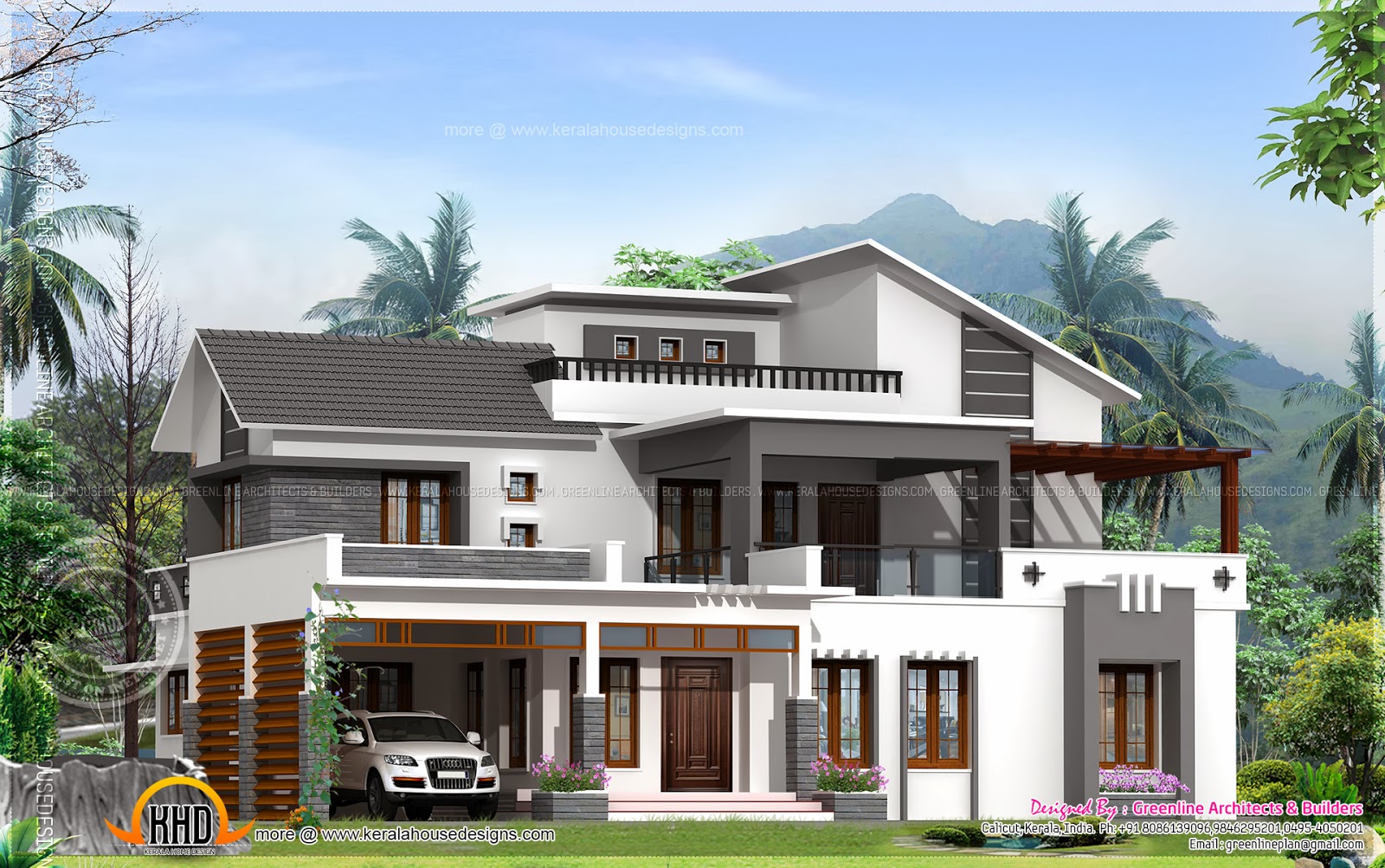 Modern home elevation design Kerala home design and floor plans 9K