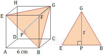 Jarak titik G ke diagonal BE dalam kubus ABCD.EFGH, UN 2013