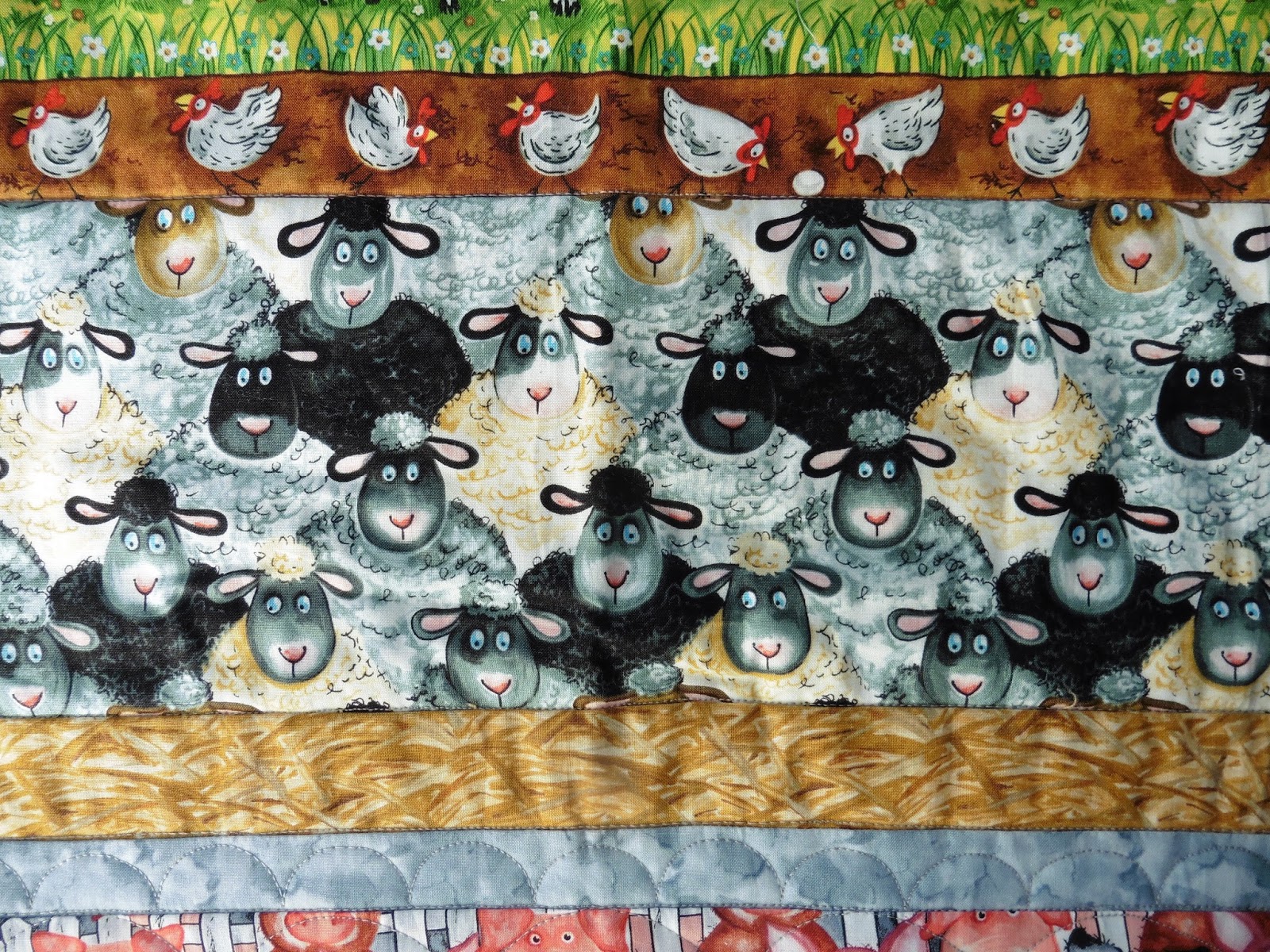 DianeLoves2Quilt FMQing the Barnyard Quilt