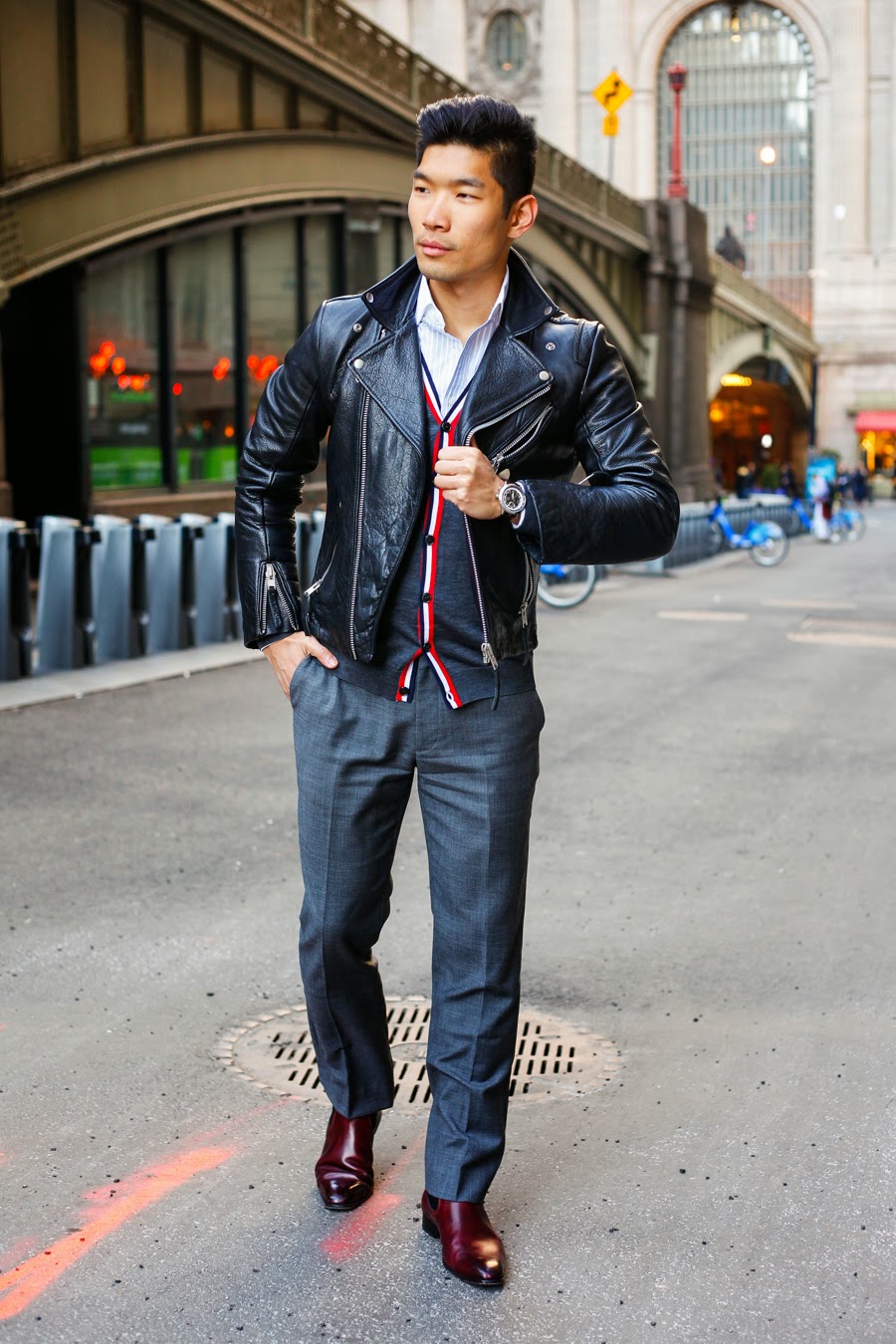Levitate Style, Leo Chan - Ways to Wear a Leather Jacket to Work