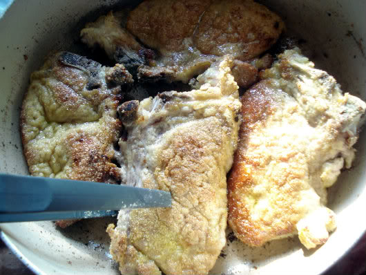 fry veal cutlets in butter and olive oil