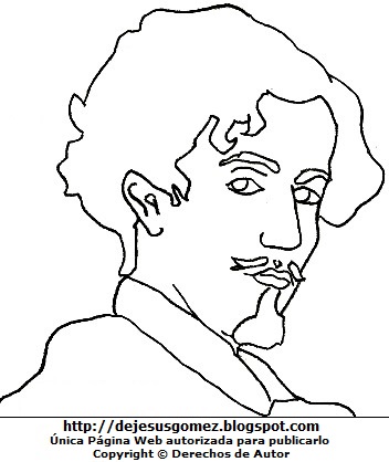 Gustavo Adolfo Bécquer sin color Imagen de Gustavo Adolfo Bécquer para colorear pintar imprimir. Dibujo de Gustavo Adolfo Bécquer de Jesus Gómez