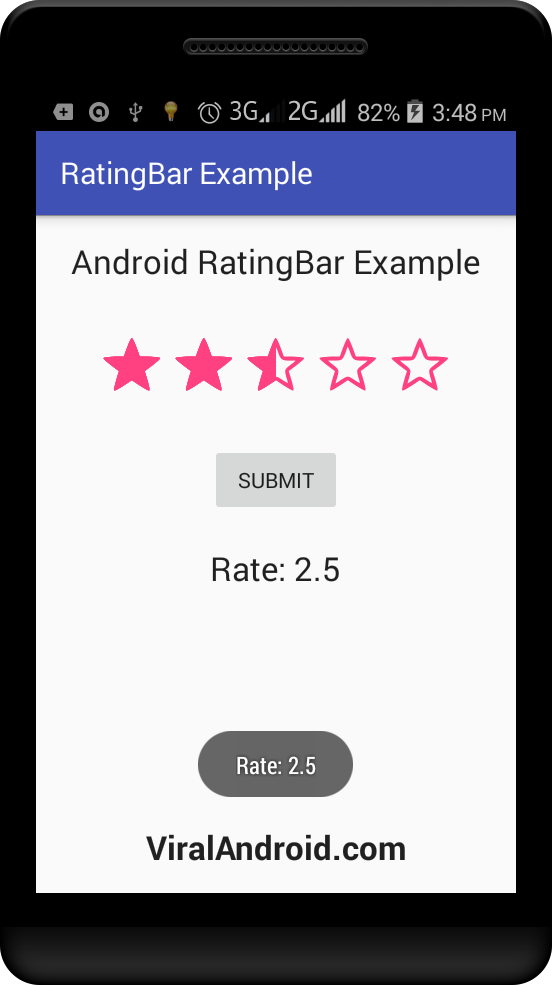 Android RatingBar Example | Viral Android – Tutorials, Examples, UX/UI  Design