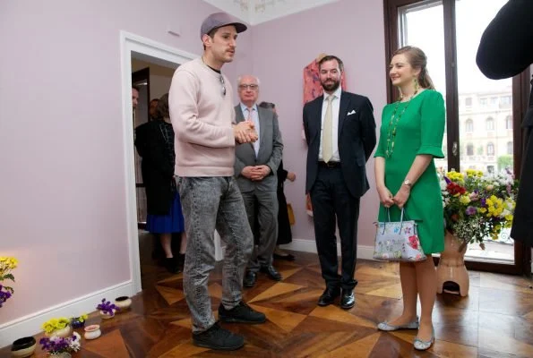 Prince Guillaume and Princess Stephanie visited Luxembourg, Belgium and Scotland pavilions in 57th Biennial of Contemporary Art in Venice