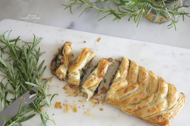 pastry with mushrooms braided pastry with mushrooms and rosemary