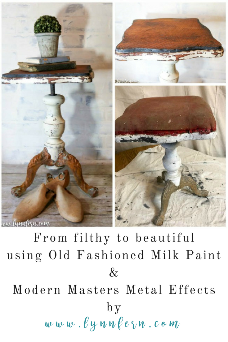 Using OFMP, tung oil and metal effects patina to makeover a stool