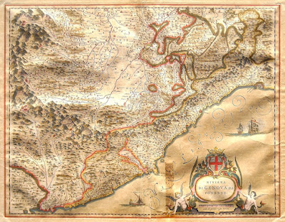Mappa seicentesca della Riviera ligure di Ponente Mappa seicentesca della Riviera ligure di Ponente - antiquariato