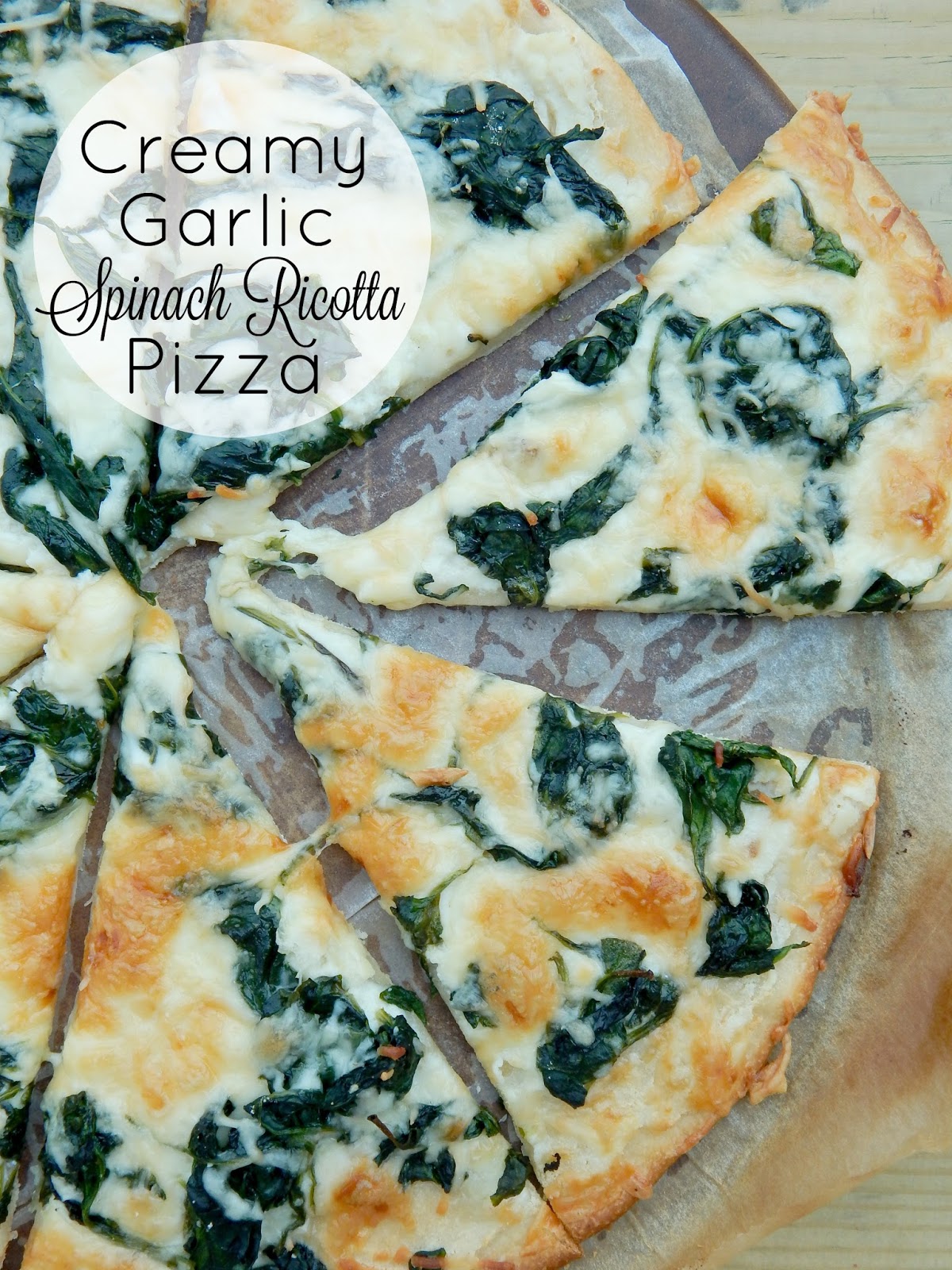 Ally's Sweet and Savory Eats Creamy Garlic Spinach Ricotta Pizza