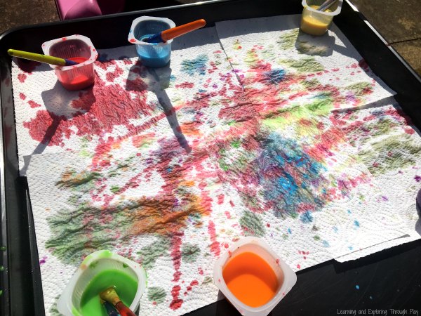 Painting with Watercolours on Paper Towels - Preschool Process Art