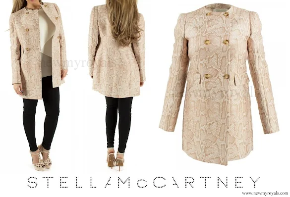 Crown Princess Mary wore STELLA MCCARTNEY Edwige snake-jacquard coat