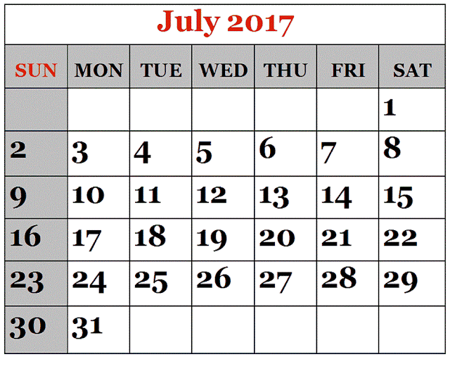 July 2017 Calendar, July Calendar 2017, july 2017 Printable Calendar, July 2017 calendar Printable, july 2017 Blank Calendar, July 2017 Calendar with holidays