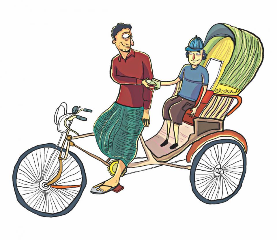 Cycle rickshaw puller picture