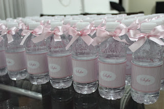 Água personalizada menina rosa com lacinho