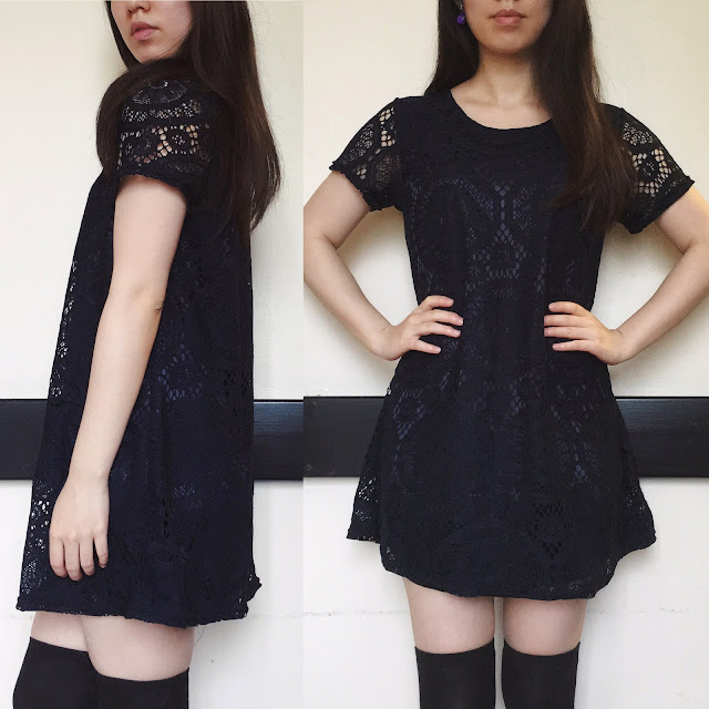 black lace dress, navy lace shift dress, ozspecials review, blog ozspecials, black lace dress princess, lace dress shift review, black outfit, fantail flo outfit 