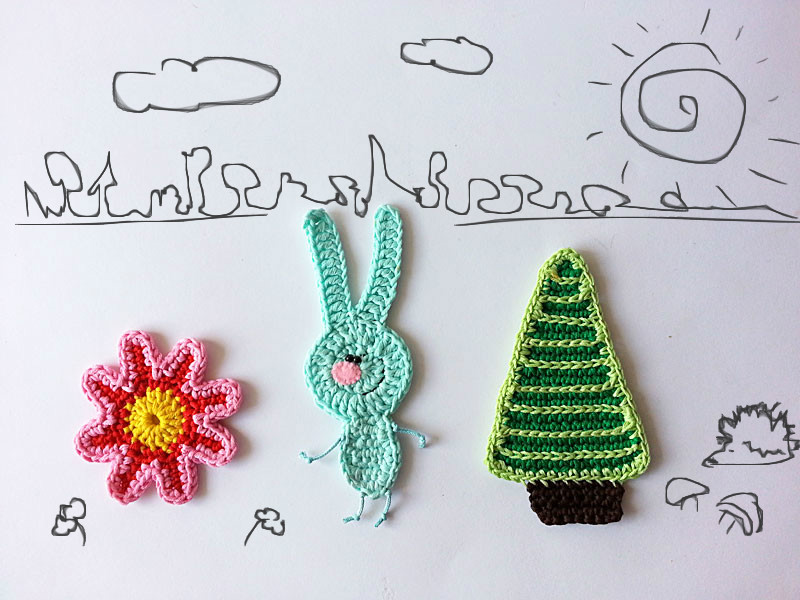 Crochet forest appliques