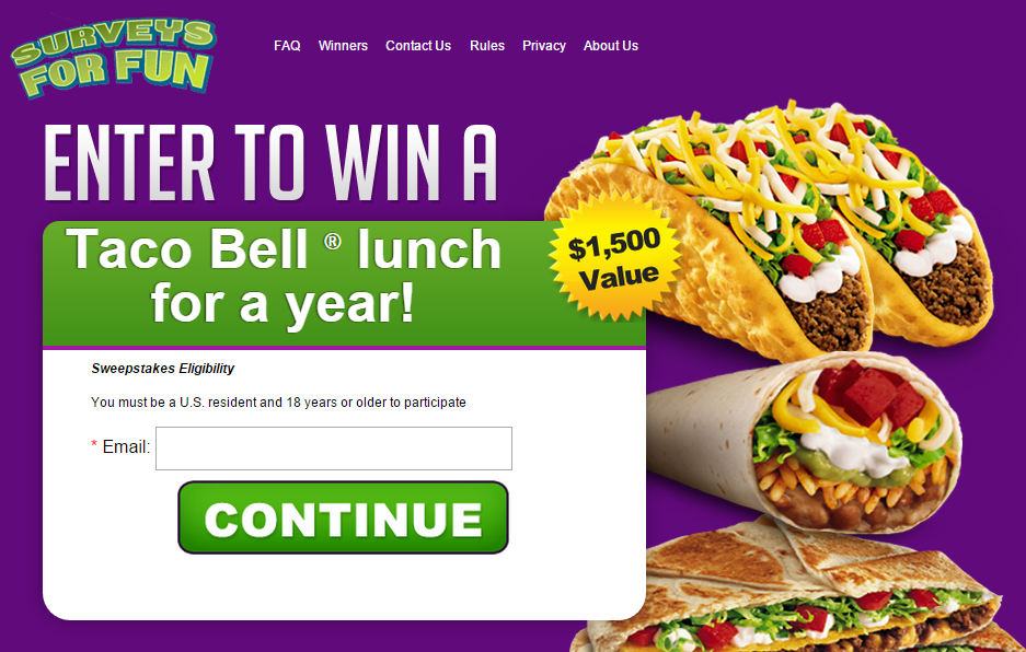 Get Taco Bell Lunch for a Year! Best offer