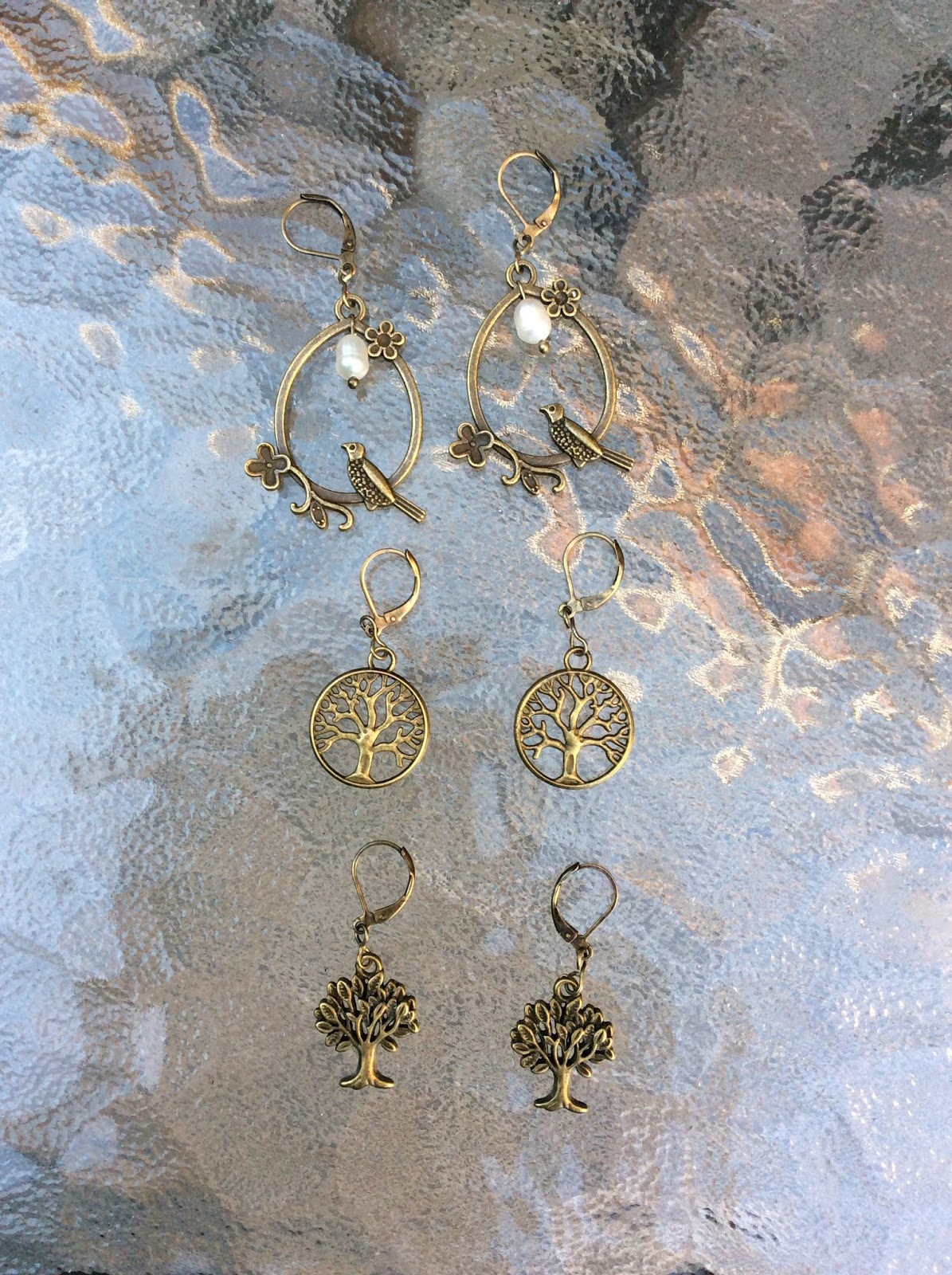 Busy Bee Golden tree earrings and earrings with pearls Kolczyki