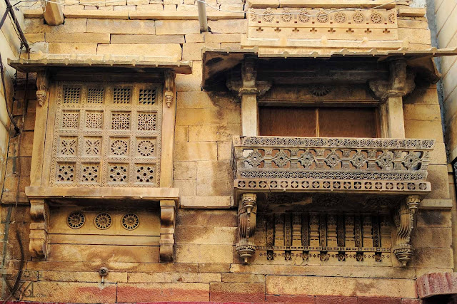 elegantly crafted windows and Jharokhas of houses in Jaisalmer elegantly crafted windows and Jharokhas of houses in Jaisalmer