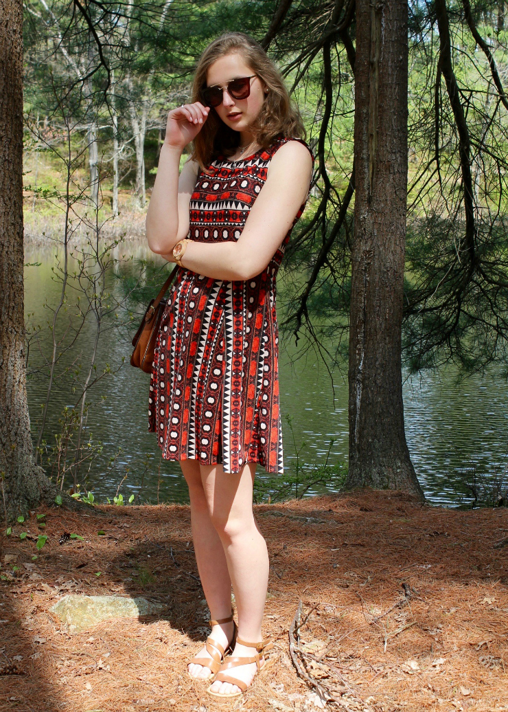 African printed cutout back dress for summer look