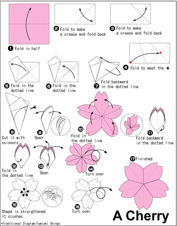 Flor de cerezo origami cómo hacerlas