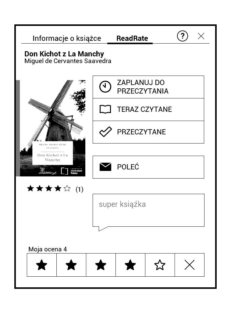 PocketBook Aqua 2 - ustawianie statusów ksiązki w aplikacji RadRate