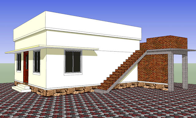 External view of a stair with lateral embedment inside masonry wall