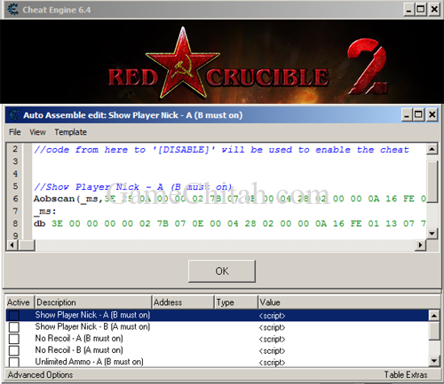  Red Crucible Cheats using Cheat Engine