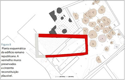 Planta do "Lote 40" e vestígios dos silos islâmivos e das construções romanas