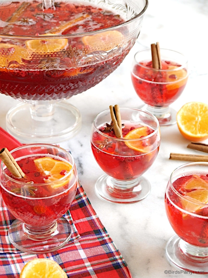 Cranberry Vodka Christmas Punch Recipe - a quick, easy and super delicious big-batch cocktail, perfect for serving a crowd during the holidays! by BirdsParty.com @birdsparty #cocktails #bigbatchcocktail #christmaspunch #holidaypunch #christmascocktail #cranberryrecipes #cranberrydrinks #cranberrycocktails