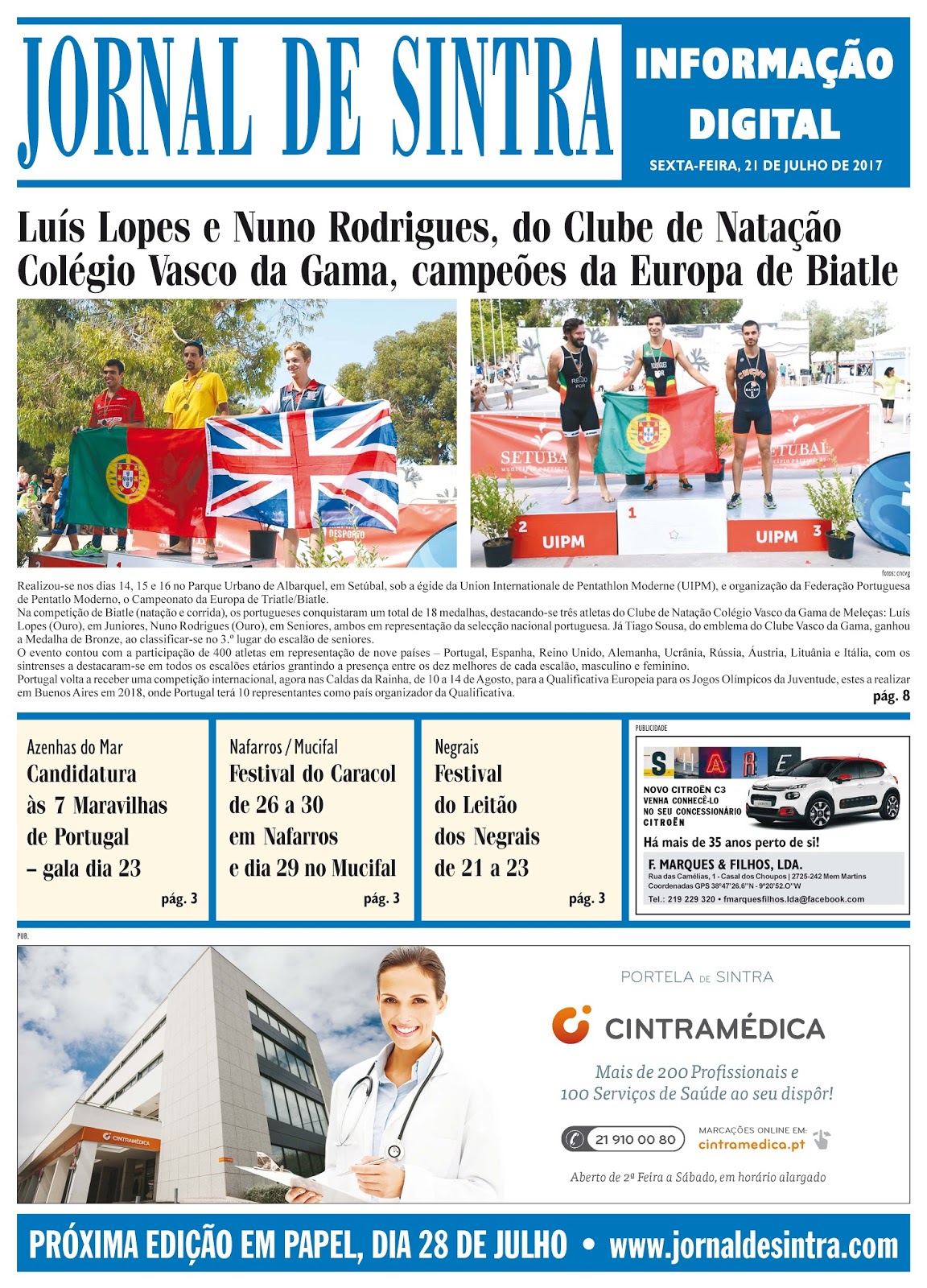 Capa da edição de 21-07-2017 Capa da edição de 21-07-2017