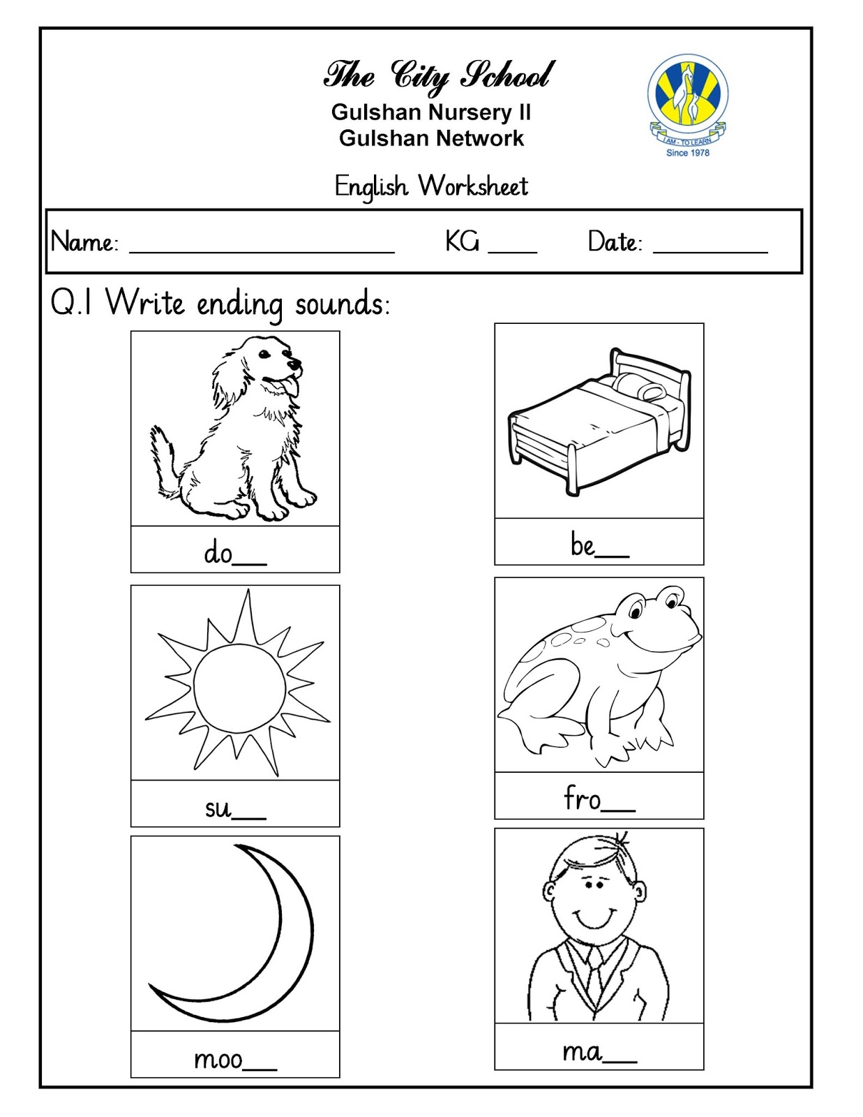 Senior Kg English Worksheet