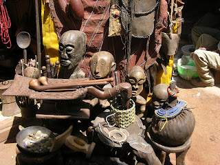 wooden sculptures in a flea market in nairobi