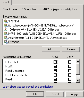 Linux Windows Hosting 500 - 501 Internal Server Error Hataları