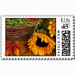 Thanksgiving Harvest Postage Stamps and Greetings