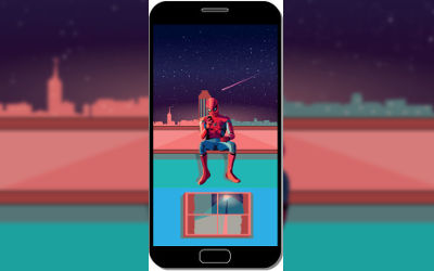 Spider Man Assis sur un Toit Fan Art - Fond d'Écran en FHD pour Mobile