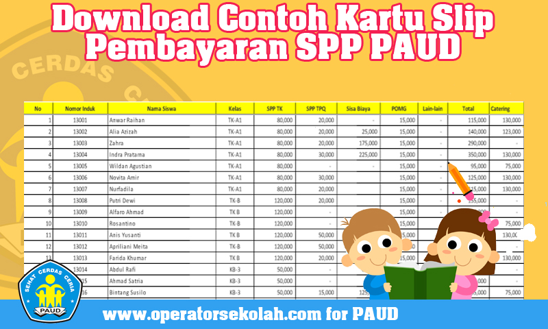 Download Pola Kartu Slip Pembayaran Spp Paud Dunia Edukasi