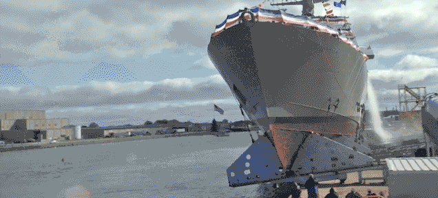 Kiểu hạ thủy độc đáo của tàu Mỹ 141021-us-ship-launch