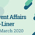 Current Affairs One-Liner: 19th March 2020