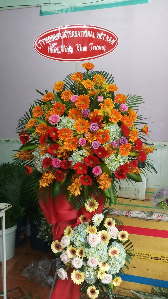 Mẫu hoa kệ khai trương Hoa khai truong thu dau mot