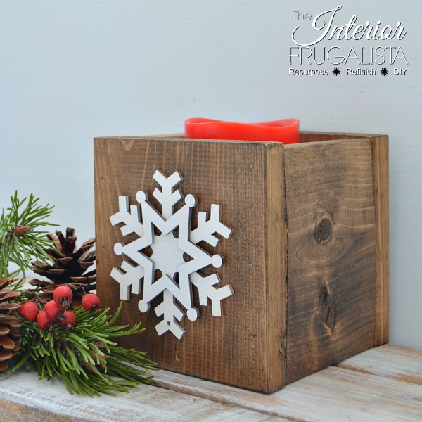 Rustic Wood Snowflake Flameless Candle Holder
