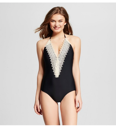 anthropologie lace front swimsuit