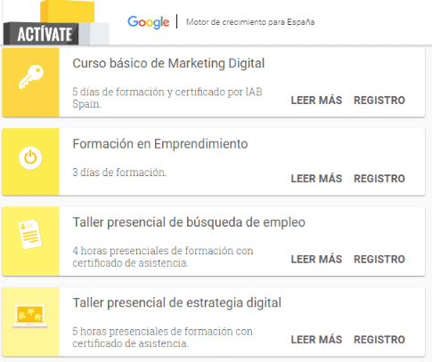 formación presencial en Google España